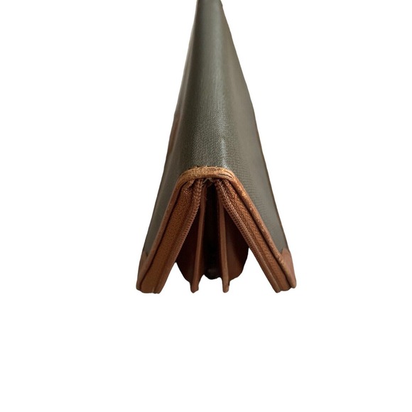 Christian Dior Vintage Wallet Olive Brown Leather Logo Zip Around - Picture 5 of 13